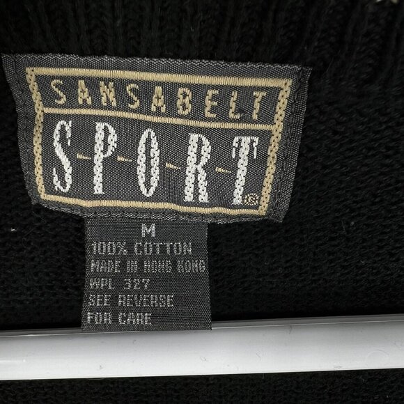 Sansabelt Sport Mens M  V-Neck Black Cotton Sweater Geometric Pattern Timeless - Picture 12 of 14